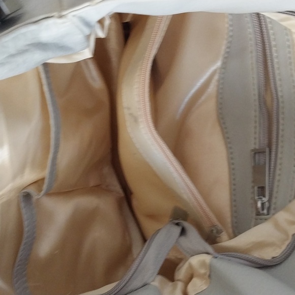 Gray White Petal Shoulder Tote Bag Braided, Leather Designer Inspired  NEW - Picture 7 of 10